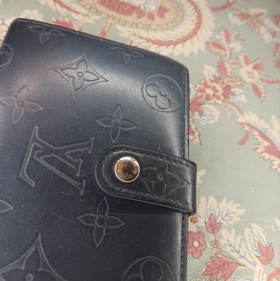 Louis Vuitton Blue Monogram Vernis French Purse Compact Kisslock Wallet - Picture 7 of 16